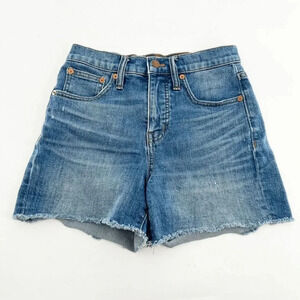 Madewell Jean Short Womens Size 23 Blue Medium Wash High Rise Denim Raw Hem